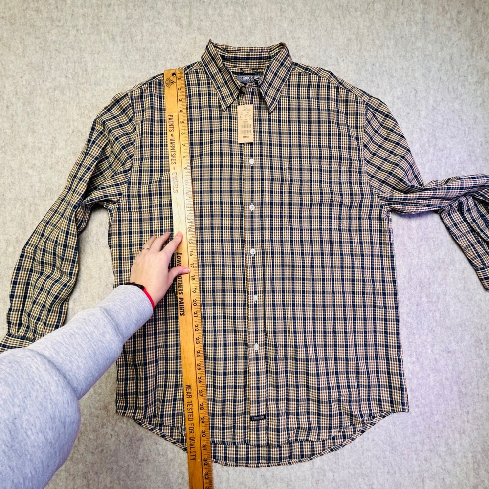 NWT STRUCTURE Mens Plaid Long Sleeve Button Down 90s Shirt Size L 100 Cotton - Picture 9 of 9